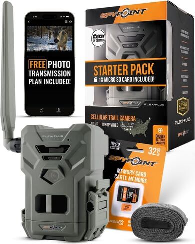 SPYPOINT Flex-Plus Cellular Trail Camera, 36MP Photos and 1080p Videos w/Sound, Double The Battery Capacity, GPS-Enabled, Dual-SIM LTE Connectivity, 100' Flash & Detection Range, 4 Capture Modes in Kuwait
