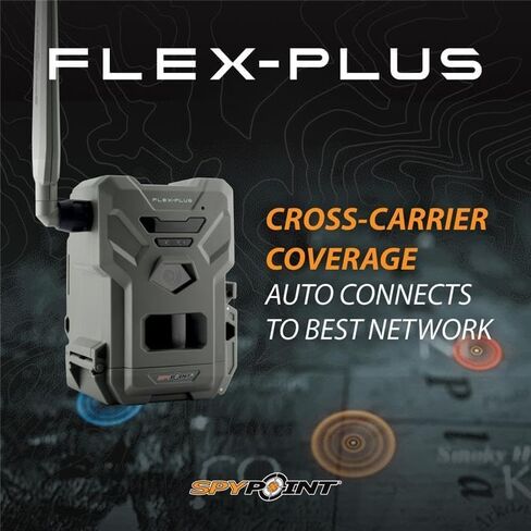 SPYPOINT Flex-Plus Cellular Trail Camera, 36MP Photos and 1080p Videos w/Sound, Double The Battery Capacity, GPS-Enabled, Dual-SIM LTE Connectivity, 100' Flash & Detection Range, 4 Capture Modes in Kuwait