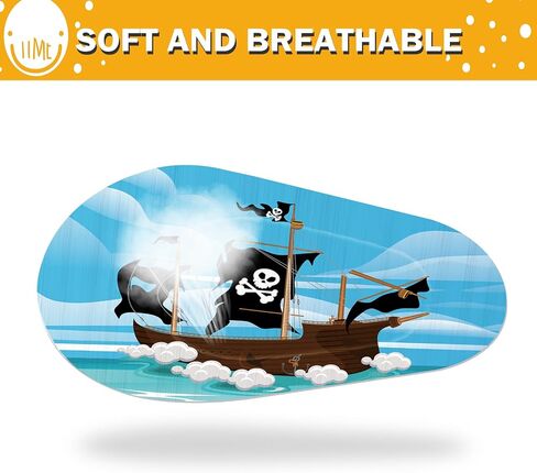 Panelee Adhesive Eye Patches for Kids Boys Bulk Halloween Pirate Toddler Eye Patch Breathable Material, Light Blocking Cotton Colorful and Fun Designs for Boys, 9 Styles(90 Pcs) in Saudi Arabia