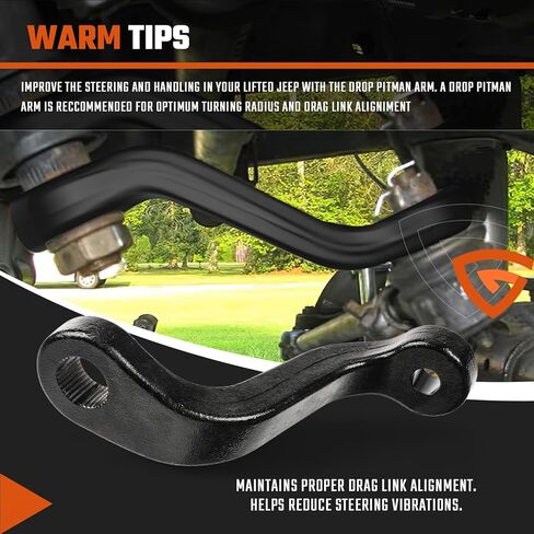 Drop Pitman Arm Compatible with Jeep Wrangler YJ & TJ 1987-2006 | Cherokee XJ 1984-2001 | Comanche MJ 1984-2001- Replaces#6605 in Kuwait
