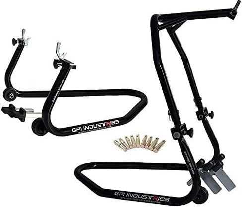 GP Pro Series - Gloss Black Universal Universal الأمامي والخلفي مجموعة الدراجات النارية Paddock Paddock مصاعد ل Kawasaki Suzuki Honda Yamaha BMW Ducati Triumph Sport and Sport Touring Bikes in Saudi Arabia