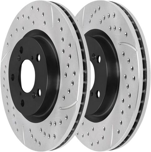 AutoShack Black Hat Drilled and Slotted Brake Rotors Front Brake Rotor Replacement Kit for 2011-2014 Honda Odyssey 2012-2014 Acura TL 3.5L 3.7L V6 AWD FWD PR41540LR in Kuwait