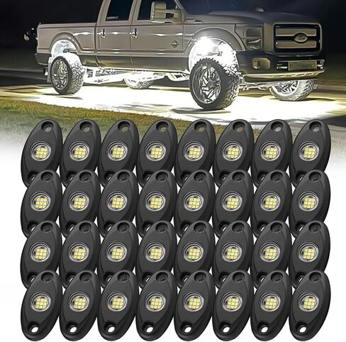 White Rock Lights, 32 Pods Rock Lights for Trucks Jeep ATV UTV RZR SUV, IP68 Waterproof Underglow Light Kit in Saudi Arabia