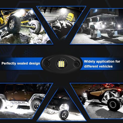 White Rock Lights, 32 Pods Rock Lights for Trucks Jeep ATV UTV RZR SUV, IP68 Waterproof Underglow Light Kit in Saudi Arabia