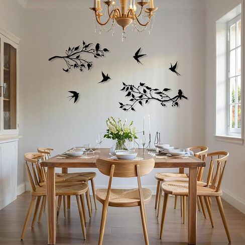 Harikikochuu 4PCS Metal Birds Wall Art Decor, Birds on the Branch Metal Silhouette Art, Black Leaves with Bird Outdoor Hanging Wall Sculpture for Home Office Balcony Garden Decor.（Swallow） in Saudi Arabia