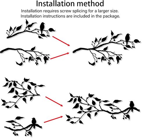 Harikikochuu 4PCS Metal Birds Wall Art Decor, Birds on the Branch Metal Silhouette Art, Black Leaves with Bird Outdoor Hanging Wall Sculpture for Home Office Balcony Garden Decor.（Swallow） in Saudi Arabia