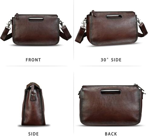 Genuine Leather Purses and Messenger Bag for Men Vintage Leather Briefcase Handbags Satchel Bags Shoulder Bag with Strap in Saudi Arabia