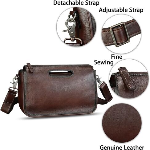 Genuine Leather Purses and Messenger Bag for Men Vintage Leather Briefcase Handbags Satchel Bags Shoulder Bag with Strap in Saudi Arabia