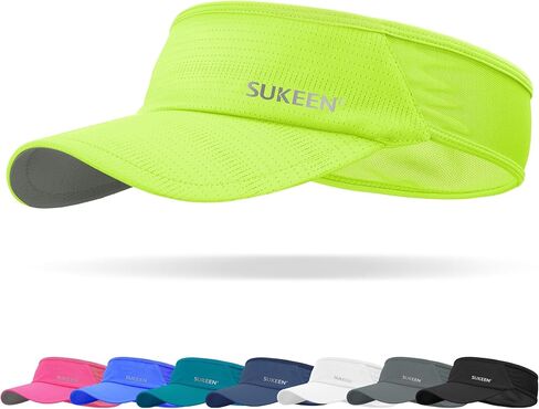 قبعة Sukeen Sports Sun Visor للرجال والنساء خفيفة الوزن وقابلة للتعبئة والتبريد وقابلة للتمدد للجري والتنس والجولف أسود/رمادي in Kuwait