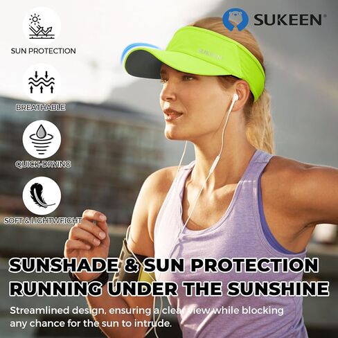 قبعة Sukeen Sports Sun Visor للرجال والنساء خفيفة الوزن وقابلة للتعبئة والتبريد وقابلة للتمدد للجري والتنس والجولف أسود/رمادي in Kuwait