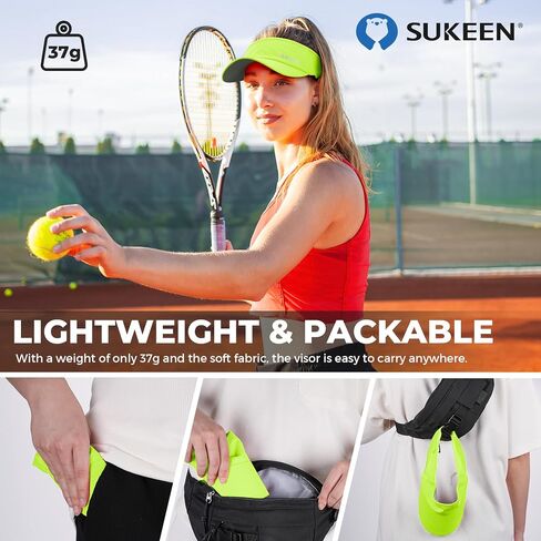 قبعة Sukeen Sports Sun Visor للرجال والنساء خفيفة الوزن وقابلة للتعبئة والتبريد وقابلة للتمدد للجري والتنس والجولف أسود/رمادي in Kuwait