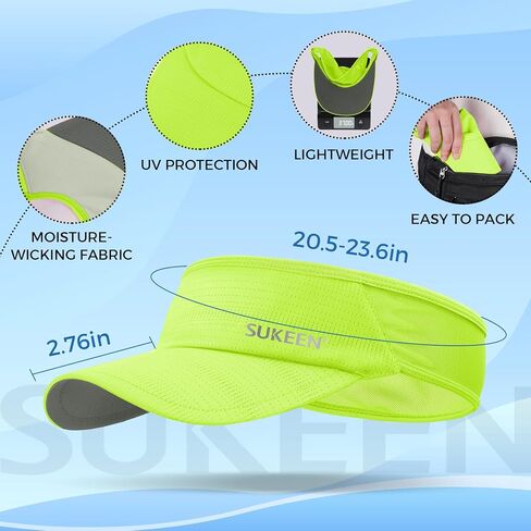 قبعة Sukeen Sports Sun Visor للرجال والنساء خفيفة الوزن وقابلة للتعبئة والتبريد وقابلة للتمدد للجري والتنس والجولف أسود/رمادي in Kuwait