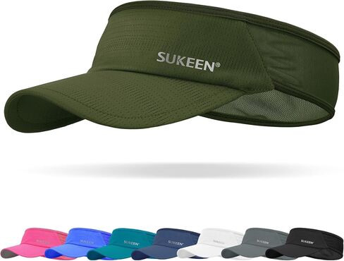 قبعة Sukeen Sports Sun Visor للرجال والنساء خفيفة الوزن وقابلة للتعبئة والتبريد وقابلة للتمدد للجري والتنس والجولف أسود/رمادي in Kuwait