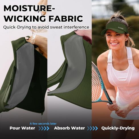 قبعة Sukeen Sports Sun Visor للرجال والنساء خفيفة الوزن وقابلة للتعبئة والتبريد وقابلة للتمدد للجري والتنس والجولف أسود/رمادي in Kuwait
