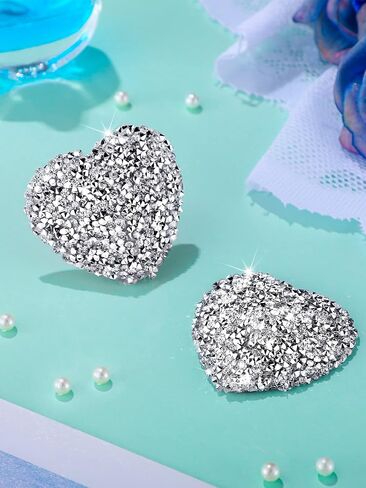 Hercicy Rhinestone Pasties Breast Covers Adhesive Pasties Glitter Breast Covers Reusable Bra Stickers for Women Silver in Saudi Arabia