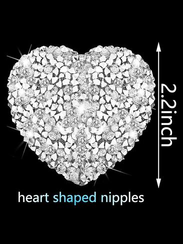 Hercicy Rhinestone Pasties Breast Covers Adhesive Pasties Glitter Breast Covers Reusable Bra Stickers for Women Silver in Saudi Arabia