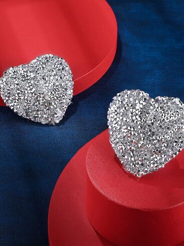 Hercicy Rhinestone Pasties Breast Covers Adhesive Pasties Glitter Breast Covers Reusable Bra Stickers for Women Silver in Saudi Arabia