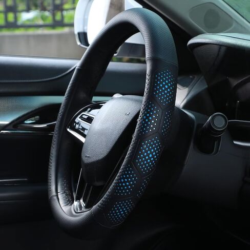 Leather Steering Wheel Cover for Toyota RAV4 Corolla Camry Highlander, 14.5-15 inches Car Steering Wheel Cover with Non-Slip Breathable (Black) in Kuwait