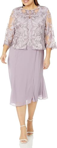 Alex Evenings Women's Plus Size Tea Length Jacket Dress with Sequin Beaded Trim, Steel Glitter in Saudi Arabia