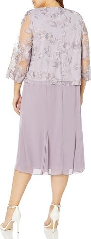 Alex Evenings Women's Plus Size Tea Length Jacket Dress with Sequin Beaded Trim, Steel Glitter in Saudi Arabia