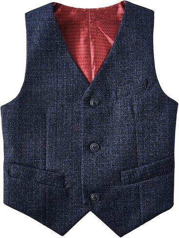 Boys Suit Formal Kids Wedding Outfit 3 Piece Slim Fit Boys Suit Vest Pants Shirt Set with Tie in Kuwait