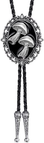 Bolo Tie Bolo Tie for Men Mushroom Bolo Tie Western Bolo Tie Leather Necktie Accessories Punk Retro Unisex Jewelry for Men Women in Saudi Arabia