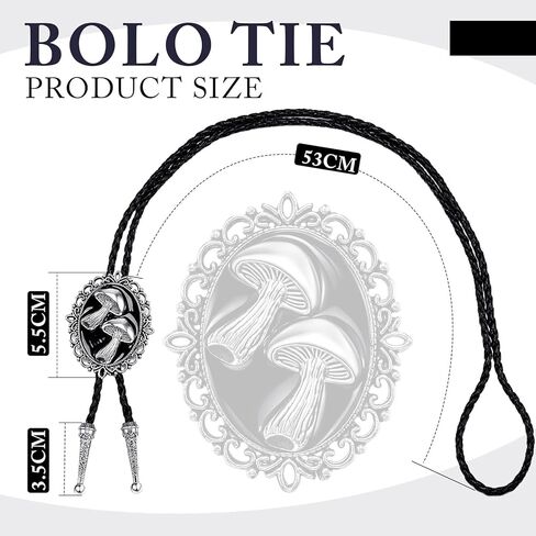 Bolo Tie Bolo Tie for Men Mushroom Bolo Tie Western Bolo Tie Leather Necktie Accessories Punk Retro Unisex Jewelry for Men Women in Saudi Arabia