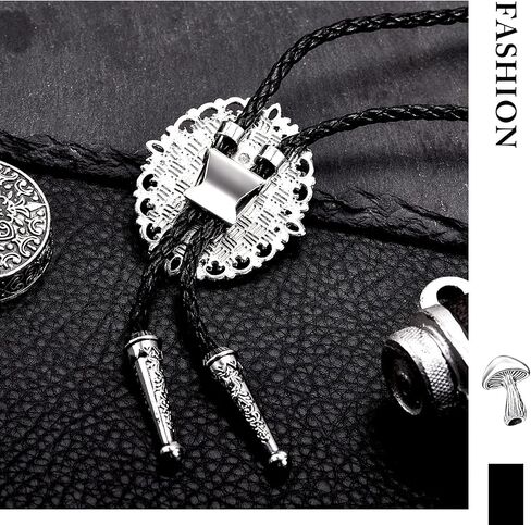 Bolo Tie Bolo Tie for Men Mushroom Bolo Tie Western Bolo Tie Leather Necktie Accessories Punk Retro Unisex Jewelry for Men Women in Saudi Arabia