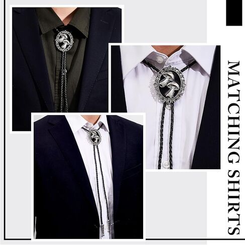 Bolo Tie Bolo Tie for Men Mushroom Bolo Tie Western Bolo Tie Leather Necktie Accessories Punk Retro Unisex Jewelry for Men Women in Saudi Arabia