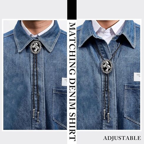 Bolo Tie Bolo Tie for Men Mushroom Bolo Tie Western Bolo Tie Leather Necktie Accessories Punk Retro Unisex Jewelry for Men Women in Saudi Arabia