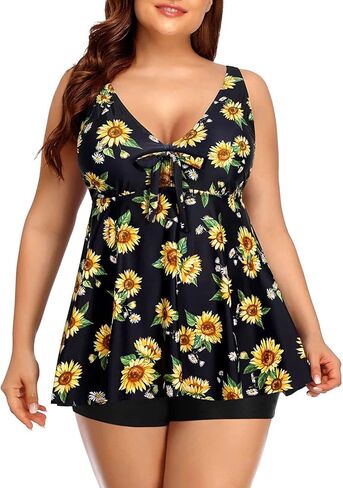 Yonique Two Piece Plus Size Tankini Swimsuits for Women Flowy Bathing Suits with Shorts Tummy Control Swimwear Pink Striped 24plus in Kuwait