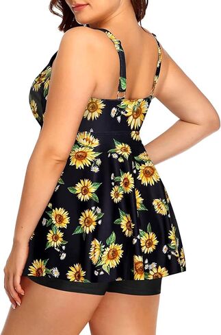 Yonique Two Piece Plus Size Tankini Swimsuits for Women Flowy Bathing Suits with Shorts Tummy Control Swimwear Pink Striped 24plus in Kuwait