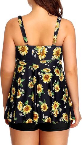 Yonique Two Piece Plus Size Tankini Swimsuits for Women Flowy Bathing Suits with Shorts Tummy Control Swimwear Pink Striped 24plus in Kuwait