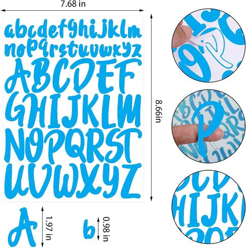 12 Sheets Alphabet Stickers, 12 Colors Self Adhesive Vinyl Letter Stickers Aesthetic, Waterproof Letter Sticker for Water Bottles, Door, Car, Scrapbooking, Poster, Cup in Kuwait