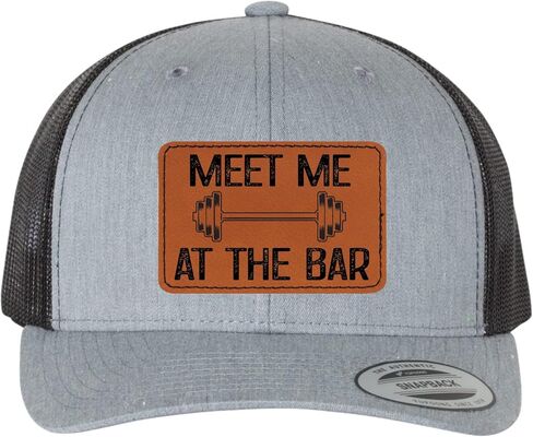 اذهب إلى كل شيء قابلني في البار بالليزر المحفور بالجلد البصة Dad Deluxe Trucker Flatbill Baseball Baseball Stembered Hat in Kuwait