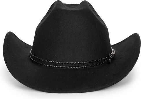 Classic Western Felt Cowboy Cowgirl Hat for Women Men Wide Brim Belt Buckle Cowboy Hat (Size:Medium-Large) in Kuwait