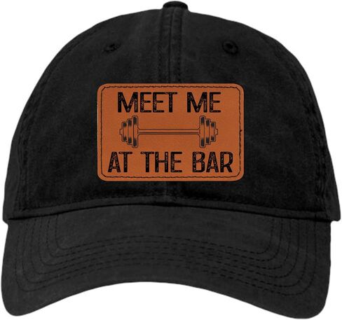 اذهب إلى كل شيء قابلني في البار بالليزر المحفور بالجلد البصة Dad Deluxe Trucker Flatbill Baseball Baseball Stembered Hat in Kuwait