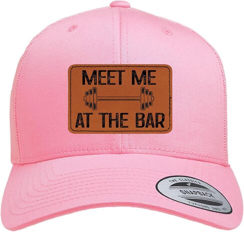 اذهب إلى كل شيء قابلني في البار بالليزر المحفور بالجلد البصة Dad Deluxe Trucker Flatbill Baseball Baseball Stembered Hat in Kuwait