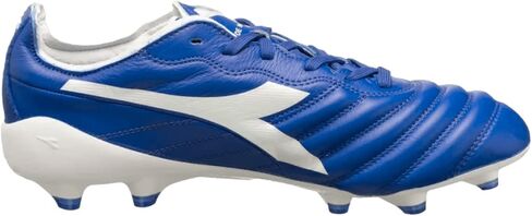 Diadora Brasil Elite 2 Tech Ita LPX Cleats Ground Cleats - جلد عالي الجودة ، خفيفة الوزن ، مصنوعة في أحذية كرة القدم إيطاليا (أبيض/أبيض) (أزرق/أبيض) in Kuwait