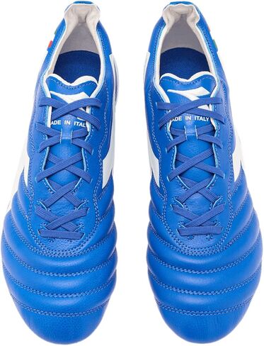 Diadora Brasil Elite 2 Tech Ita LPX Cleats Ground Cleats - جلد عالي الجودة ، خفيفة الوزن ، مصنوعة في أحذية كرة القدم إيطاليا (أبيض/أبيض) (أزرق/أبيض) in Kuwait