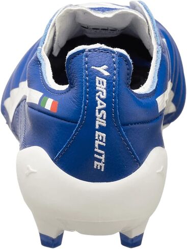 Diadora Brasil Elite 2 Tech Ita LPX Cleats Ground Cleats - جلد عالي الجودة ، خفيفة الوزن ، مصنوعة في أحذية كرة القدم إيطاليا (أبيض/أبيض) (أزرق/أبيض) in Kuwait