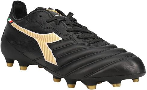 Diadora Brasil Elite 2 Tech ITA LPX Firm Ground Cleats - Premium Quality Leather, Lightweight, Made in Italy Soccer Shoes (Black/White) (Blue/White) in Saudi Arabia