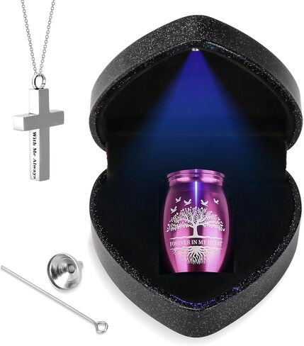 Small Urns for Human Ashes Keepsake with Heart Box, Urn Necklace and Funnel, Beautiful Memorial Gifts Mini Cremation Urns That Holds Ashes of Loved One, Tiny Sharing Urns, Purple in Saudi Arabia