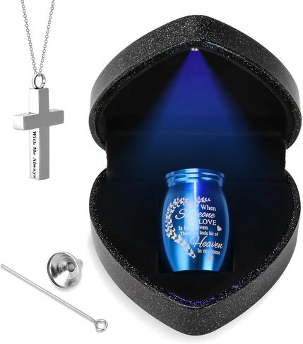 Small Urns for Human Ashes Keepsake with Heart Box, Urn Necklace and Funnel, Beautiful Memorial Gifts Mini Cremation Urns That Holds Ashes of Loved One, Tiny Sharing Urns, Purple in Saudi Arabia