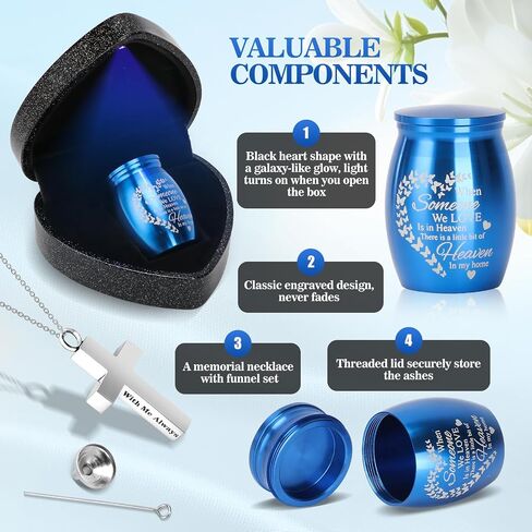 Small Urns for Human Ashes Keepsake with Heart Box, Urn Necklace and Funnel, Beautiful Memorial Gifts Mini Cremation Urns That Holds Ashes of Loved One, Tiny Sharing Urns, Purple in Saudi Arabia