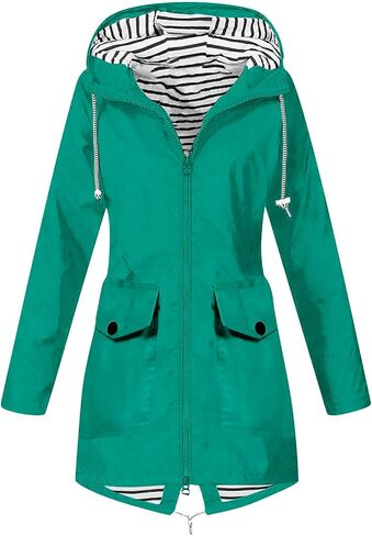 Rain Jacket Women Lightweight Waterproof Hooded Raincoat Plus Size Windbreaker Outdoor Trench Coat Fall Fashion 2025 in Saudi Arabia