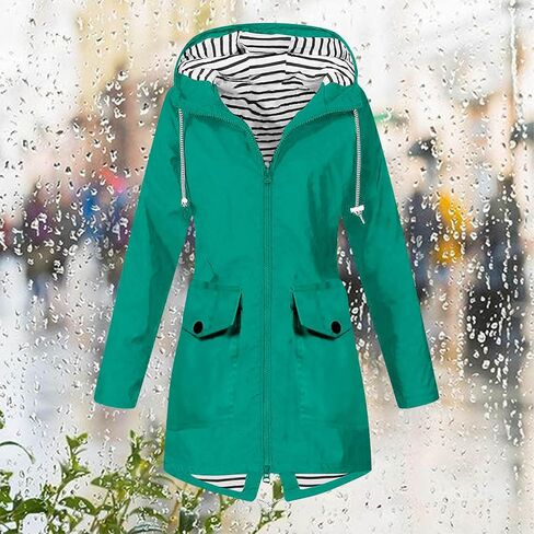 Rain Jacket Women Lightweight Waterproof Hooded Raincoat Plus Size Windbreaker Outdoor Trench Coat Fall Fashion 2025 in Saudi Arabia