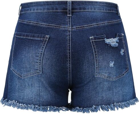Women's Stretchy High Waisted Jean Shorts Ripped Denim Shorts in Saudi Arabia