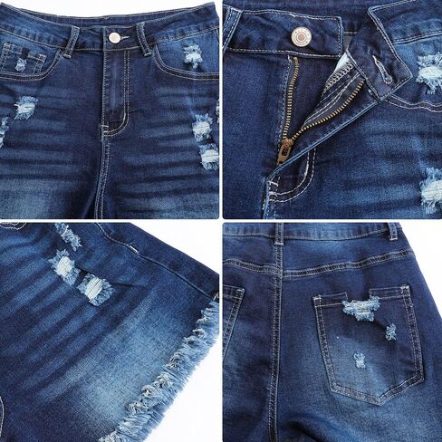Women's Stretchy High Waisted Jean Shorts Ripped Denim Shorts in Saudi Arabia