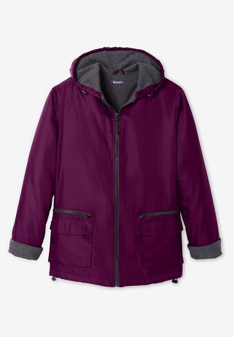 Roaman's Women's Plus Size Hooded All-Weather Jacket Fleece Lining Rain Coat in Kuwait